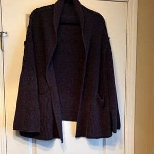 Free People Open-Front Shawl Collar Cardigan - Dark Brown